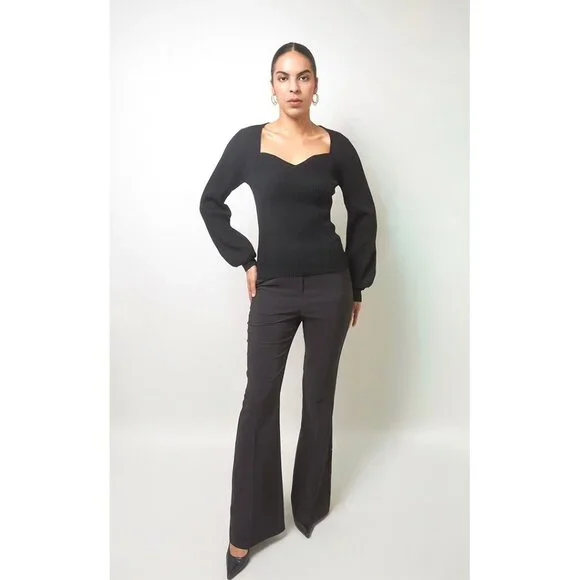 Black Sweetheart Rib Knit Jumper - Picture 5 of 5